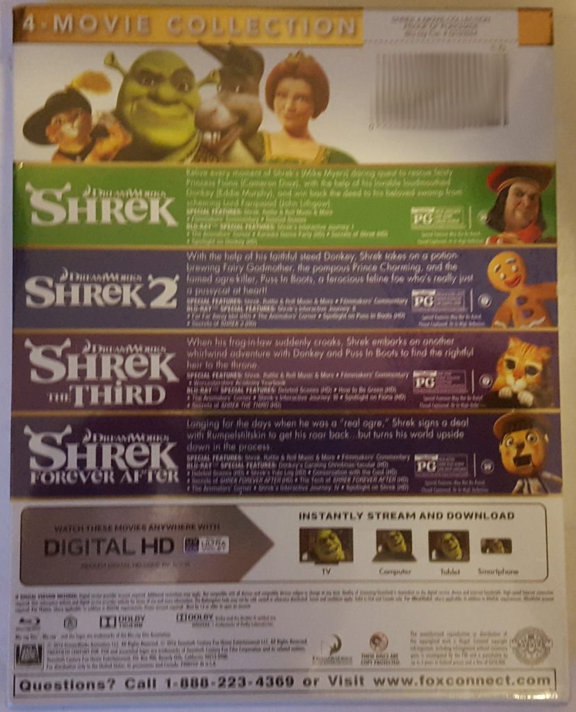 Shrek 4 Movie Collection Anniversary Edition Blu Ray Digital HD